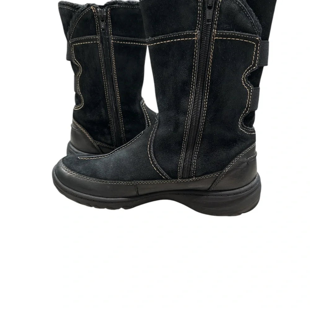 CLARKS BOOTS SIZE 7M Black Suede Winter Boots | Leather